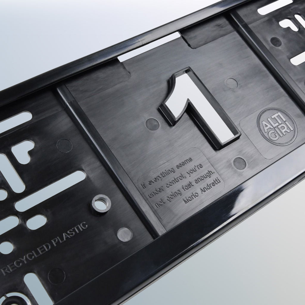 Recycled plastic rego frame close-up with secure clip design for Australian number plate holders