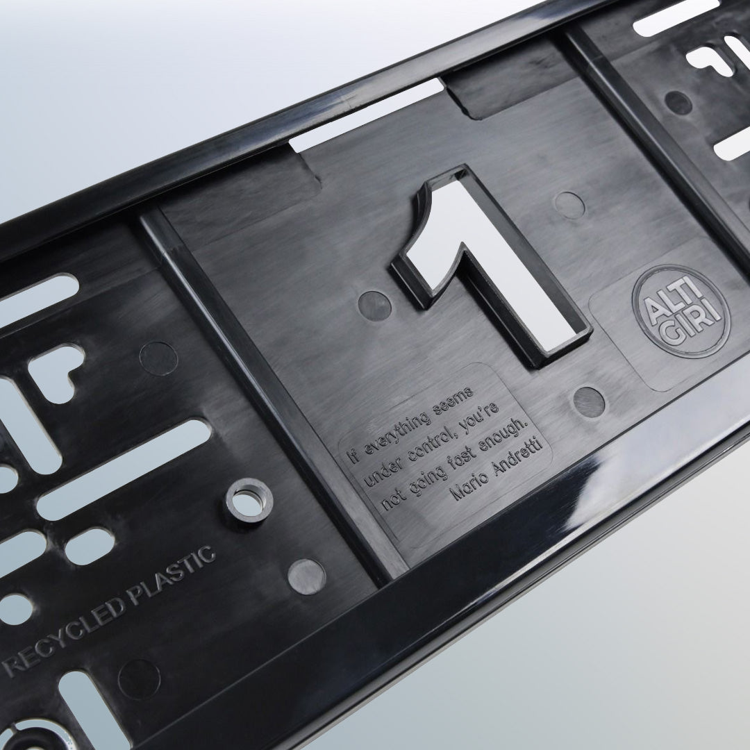 Recycled plastic rego frame close-up with secure clip design for Australian number plate holders